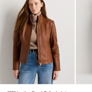 Quince Tan Leather Moto Jacket